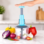Refined Taste - Push Chopper Plastic Vegetable Chopper Cutter, Vegetable Push Chopper for Kitchen, 3 Sharp Stainless Steel Blades