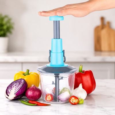 Refined Taste - Push Chopper Plastic Vegetable Chopper Cutter, Vegetable Push Chopper for Kitchen, 3 Sharp Stainless Steel Blades
