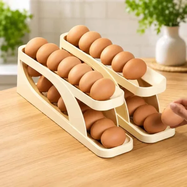 Automatic Roll-Down Double-Layer Egg Organizer