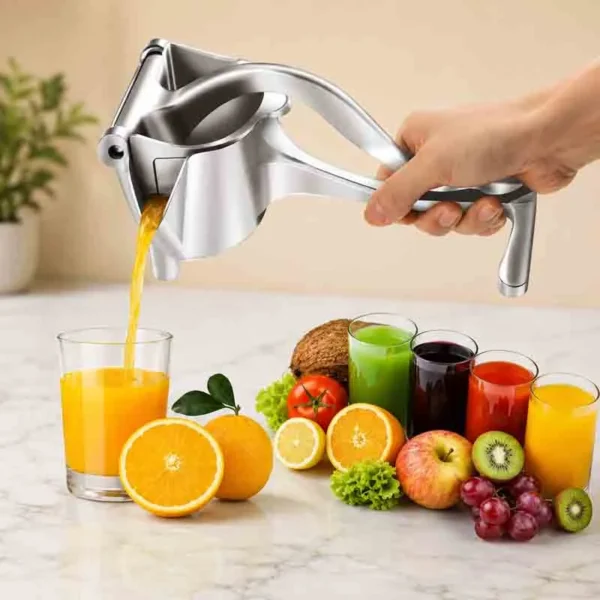 Manual Fruit Press Aluminum Juicer – Heavy Duty, Easy Squeeze Citrus and Fruit Juicer