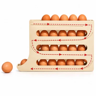 Kitchen Home Refrigerator Scrolling Egg Rack Holder Plastic Storage Tray